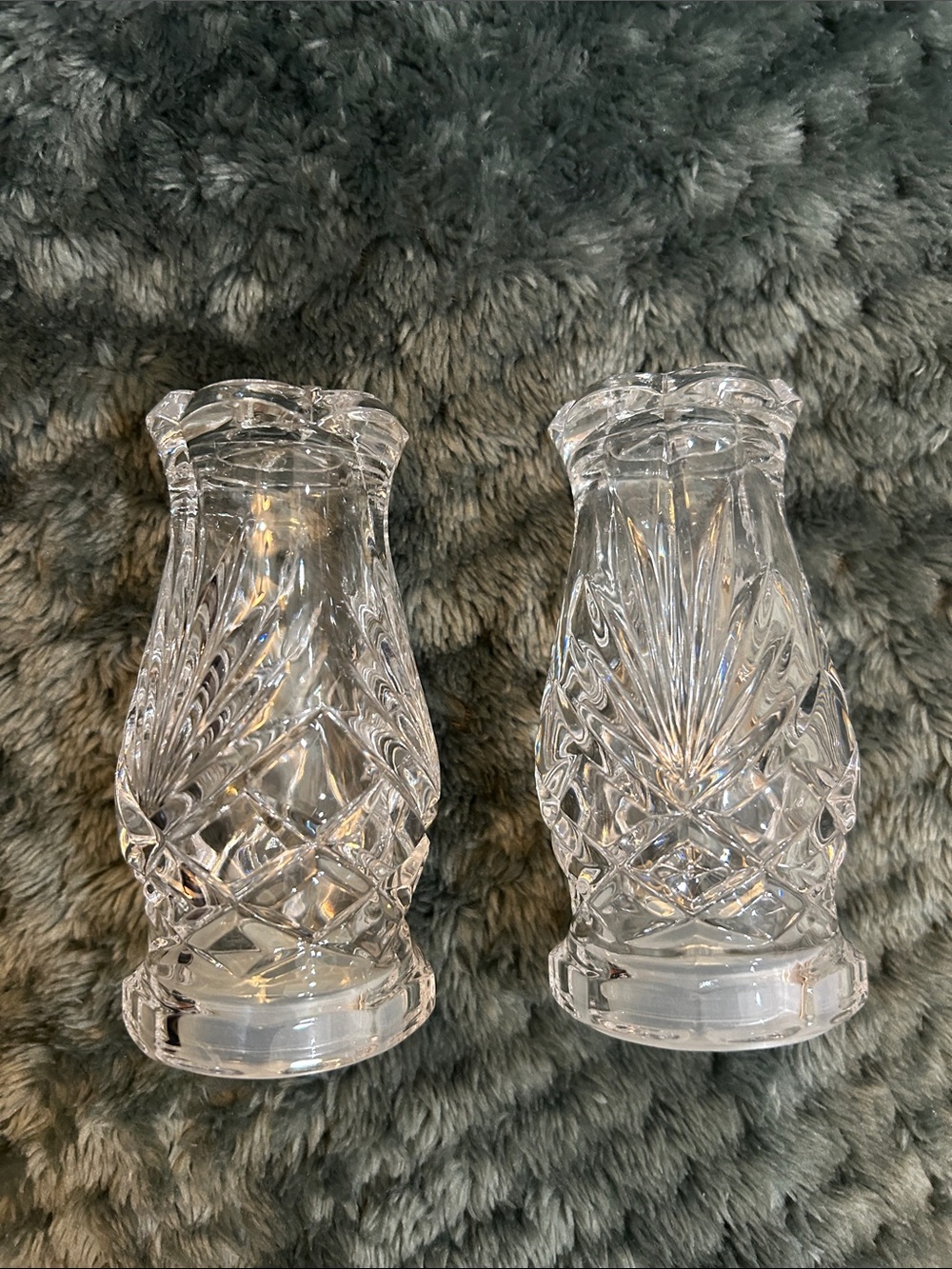 Vintage Clear Cut Crystal-Style Salt and Pepper Shakers